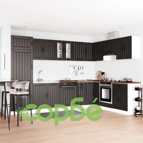 Кухненски шкаф Лука с двойни мивки, черен, 80x46.5x81.5 см, от инженерна дървесина ➤ топ цена ➤ sorbe.bg