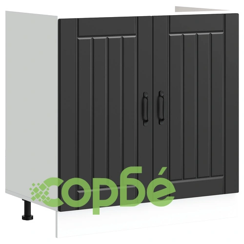 Кухненски шкаф Лука с двойни мивки, черен, 80x46.5x81.5 см, от инженерна дървесина ➤ топ цена ➤ sorbe.bg