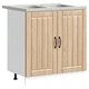 Кухненски шкаф Лука с двойни мивки от инженерна дървесина, цвят Сонома дъб, 80x46.5x81.5 см