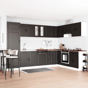 Мивка с основен шкаф Порто черен 80x46x84,5 см от инженерна дървесина