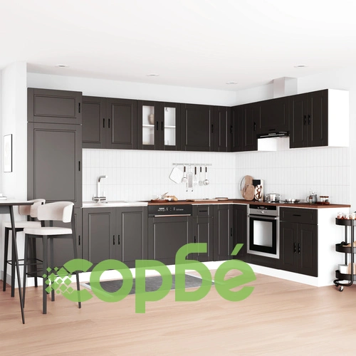 Мивка с основен шкаф Порто черен 80x46x84,5 см от инженерна дървесина ➤ топ цена ➤ sorbe.bg