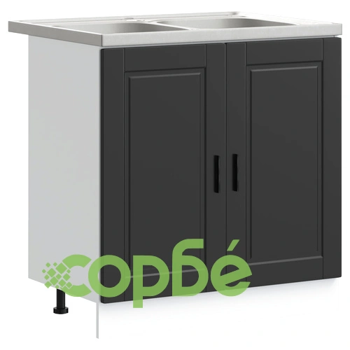 Мивка с основен шкаф Порто черен 80x46x84,5 см от инженерна дървесина ➤ топ цена ➤ sorbe.bg