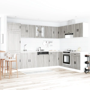 Мивка за кухня Порто със светлосиво тяло 80x46x84,5 см от инженерна дървесина