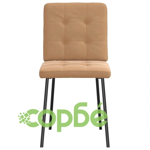 Трапезни столове от кафяво кадифе, комплект 4 броя, метална основа ➤ топ цена ➤ sorbe.bg