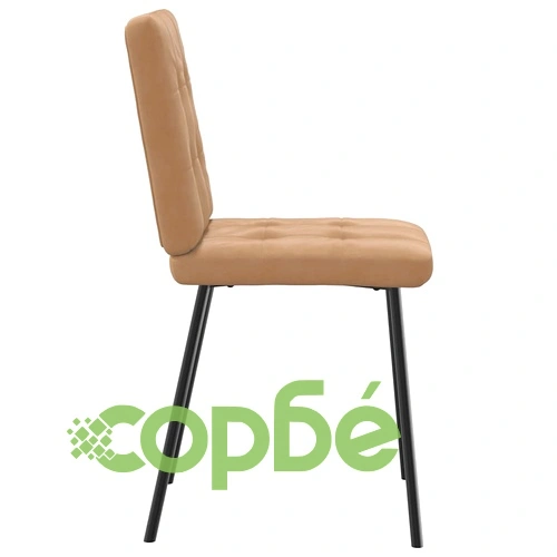 Трапезни столове от кафяво кадифе, комплект 4 броя, метална основа ➤ топ цена ➤ sorbe.bg