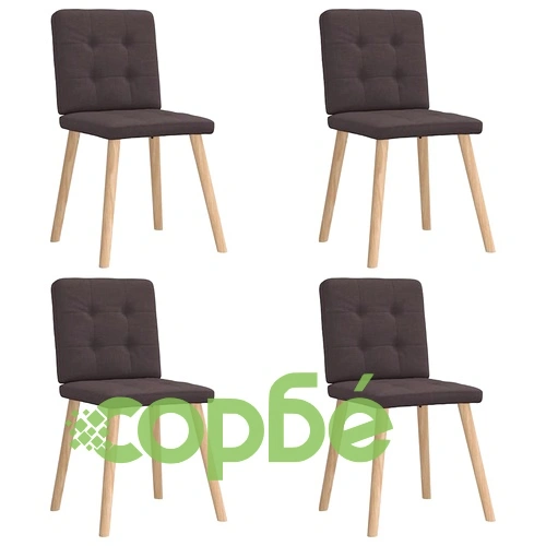 Трапезни столове, 4 бр, тъмнокафяви, полиестерен текстил, с метална рамка ➤ топ цена ➤ sorbe.bg