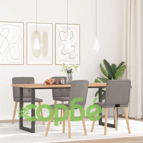 Трапезни столове, 4 бр, таупе, текстил, полиестер, с метална рамка ➤ топ цена ➤ sorbe.bg