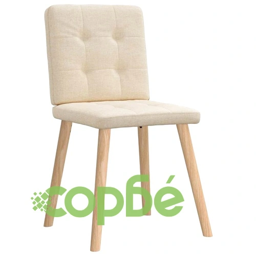 Трапезни столове, 4 бр, кремави, полиестерен текстил, метална рамка ➤ топ цена ➤ sorbe.bg