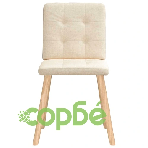 Трапезни столове, 4 бр, кремави, полиестерен текстил, метална рамка ➤ топ цена ➤ sorbe.bg