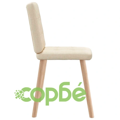 Трапезни столове, 4 бр, кремави, полиестерен текстил, метална рамка ➤ топ цена ➤ sorbe.bg