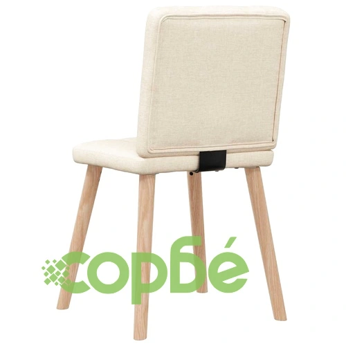 Трапезни столове, 4 бр, кремави, полиестерен текстил, метална рамка ➤ топ цена ➤ sorbe.bg