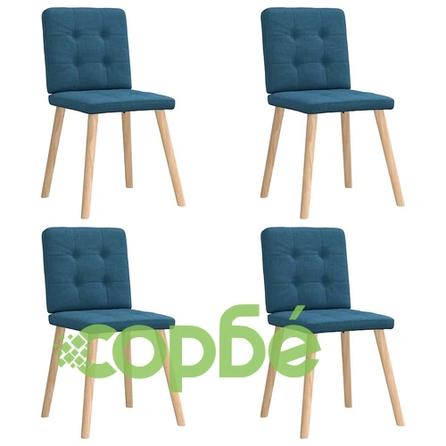 Трапезни столове, 4 бр, сини, полиестерен текстил с метална рамка ➤ топ цена ➤ sorbe.bg