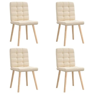 Трапезни столове, 4 бр, кремави, полиестерен текстил, с метална и дървена рамка