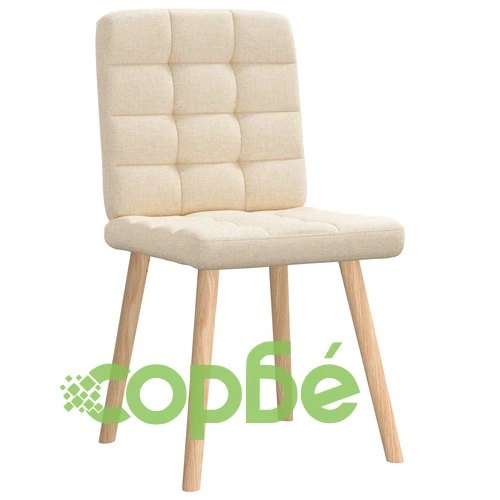 Трапезни столове, 4 бр, кремави, полиестерен текстил, с метална и дървена рамка ➤ топ цена ➤ sorbe.bg