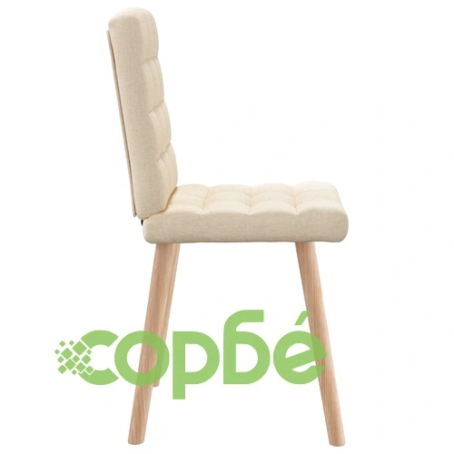 Трапезни столове, 4 бр, кремави, полиестерен текстил, с метална и дървена рамка ➤ топ цена ➤ sorbe.bg