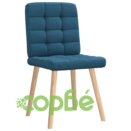 Трапезни столове от текстил, комплект 4 броя, сини, с метална и дървена рамка ➤ топ цена ➤ sorbe.bg