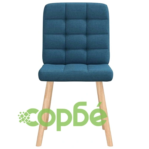 Трапезни столове от текстил, комплект 4 броя, сини, с метална и дървена рамка ➤ топ цена ➤ sorbe.bg