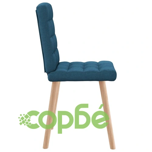 Трапезни столове от текстил, комплект 4 броя, сини, с метална и дървена рамка ➤ топ цена ➤ sorbe.bg