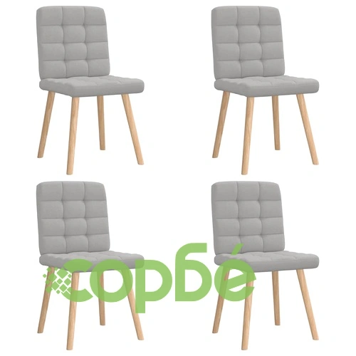 Комплект от 4 Трапезни Стола с Текстилна Тапицерия в Облачно Сиво ➤ топ цена ➤ sorbe.bg