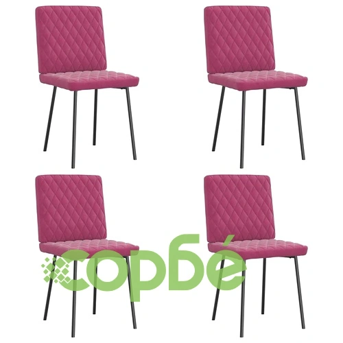 Трапезни столове от кадифе, комплект от 4 броя, виненочервени ➤ топ цена ➤ sorbe.bg