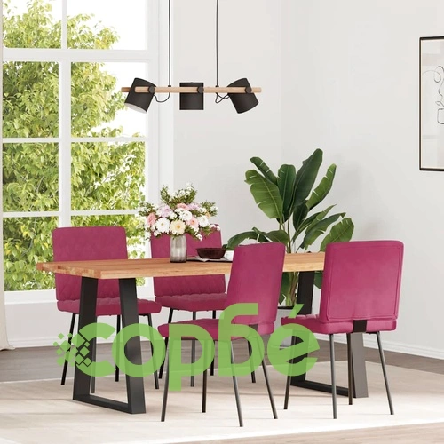 Трапезни столове от кадифе, комплект от 4 броя, виненочервени ➤ топ цена ➤ sorbe.bg
