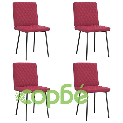 Луксозни трапезни столове, 4 бр, виненочервени, от висококачествена изкуствена кожа ➤ топ цена ➤ sorbe.bg