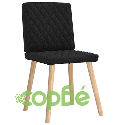 Трапезни столове от текстил, комплект 4 броя, черни, с метална и дървена основа ➤ топ цена ➤ sorbe.bg