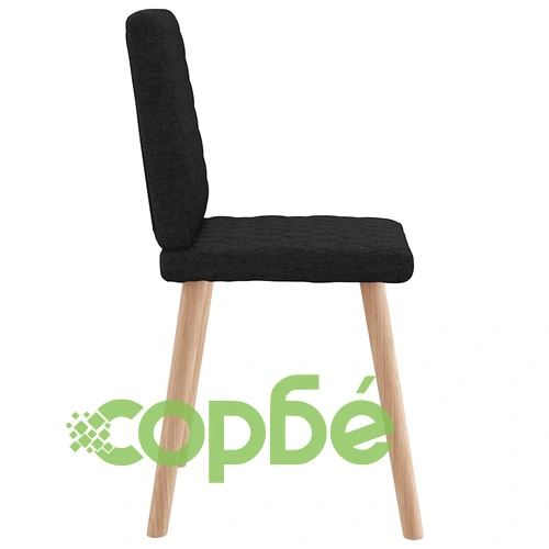 Трапезни столове от текстил, комплект 4 броя, черни, с метална и дървена основа ➤ топ цена ➤ sorbe.bg