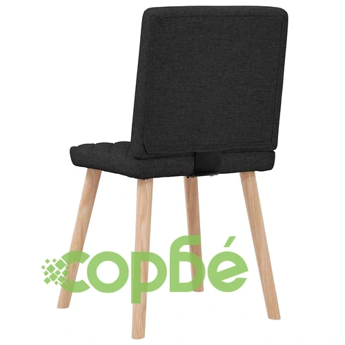 Трапезни столове от текстил, комплект 4 броя, черни, с метална и дървена основа ➤ топ цена ➤ sorbe.bg