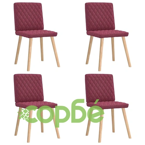Трапезни столове, комплект от 4 броя, виненочервени, полиестерен текстил, метална рамка ➤ топ цена ➤ sorbe.bg