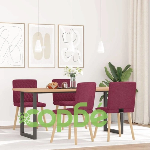 Трапезни столове, комплект от 4 броя, виненочервени, полиестерен текстил, метална рамка ➤ топ цена ➤ sorbe.bg