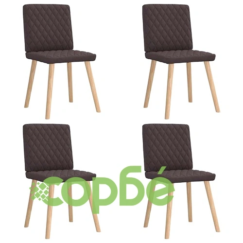 Трапезни столове, 4 бр, тъмнокафяви, полиестерен текстил с дървена и метална рамка ➤ топ цена ➤ sorbe.bg