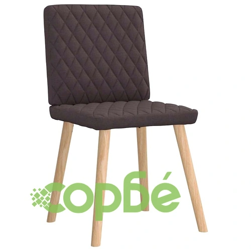 Трапезни столове, 4 бр, тъмнокафяви, полиестерен текстил с дървена и метална рамка ➤ топ цена ➤ sorbe.bg