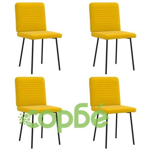 Трапезни столове от кадифе, комплект 4 бр, жълти ➤ топ цена ➤ sorbe.bg