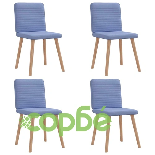 Трапезни столове, 4 бр, дънково сини, текстил, с метална конструкция ➤ топ цена ➤ sorbe.bg