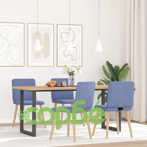 Трапезни столове, 4 бр, дънково сини, текстил, с метална конструкция ➤ топ цена ➤ sorbe.bg