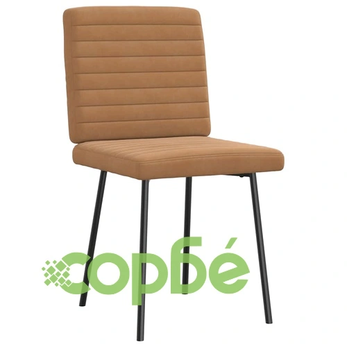 Луксозни трапезни столове от кафяво кадифе, комплект от 4 броя ➤ топ цена ➤ sorbe.bg