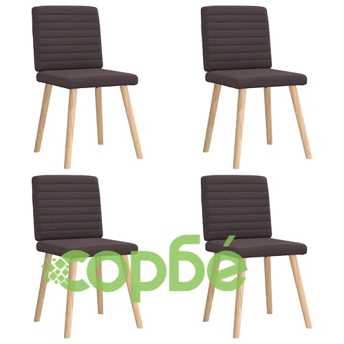 Трапезни столове, 4 бр, тъмнокафяви, полиестерен текстил, дървена рамка ➤ топ цена ➤ sorbe.bg