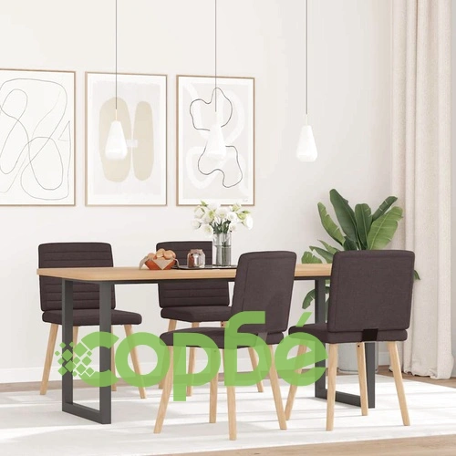 Трапезни столове, 4 бр, тъмнокафяви, полиестерен текстил, дървена рамка ➤ топ цена ➤ sorbe.bg
