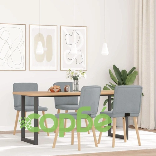Комплект от 4 Трапезни Стола в Светлосив Текстил с Метална и Дървена Рамка ➤ топ цена ➤ sorbe.bg
