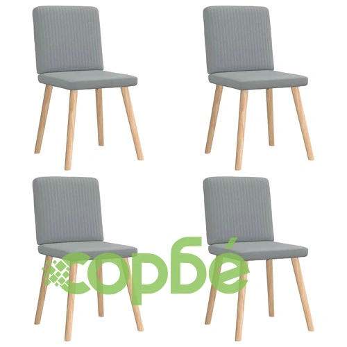 Комплект от 4 Трапезни Стола в Светлосив Текстил с Метална и Дървена Рамка ➤ топ цена ➤ sorbe.bg