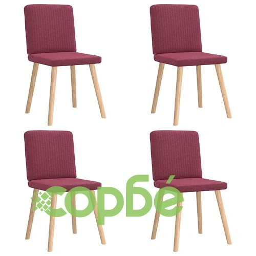 Елегантни Трапезни Столове, Комплект от 4 бр., Виненочервен Текстил, Дървена Рамка ➤ топ цена ➤ sorbe.bg