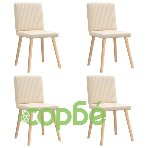 Елегантни трапезни столове, 4 бр., кремав текстил, с метална рамка ➤ топ цена ➤ sorbe.bg
