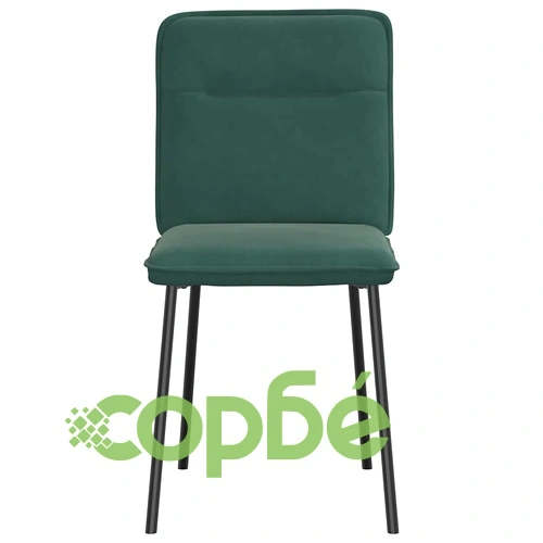 Трапезни столове от кадифе, 4 бр, тъмнозелени, с метална рамка ➤ топ цена ➤ sorbe.bg