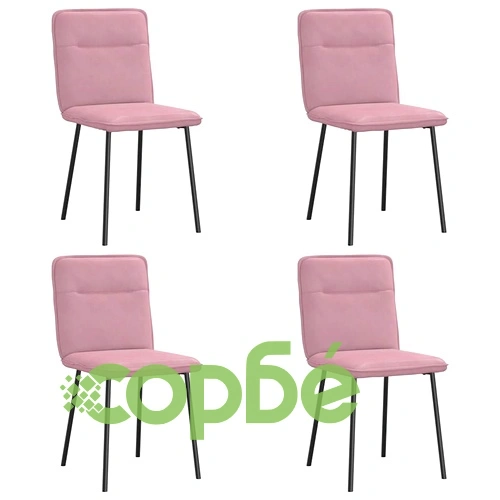 Трапезни столове от кадифе, 4 бр, розови, 45 x 54 x 83 см ➤ топ цена ➤ sorbe.bg