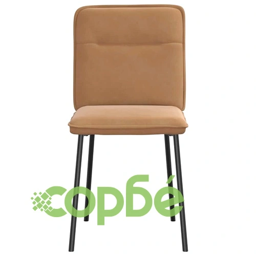 Трапезни столове от кафяво кадифе, комплект от 4 броя, метална основа ➤ топ цена ➤ sorbe.bg