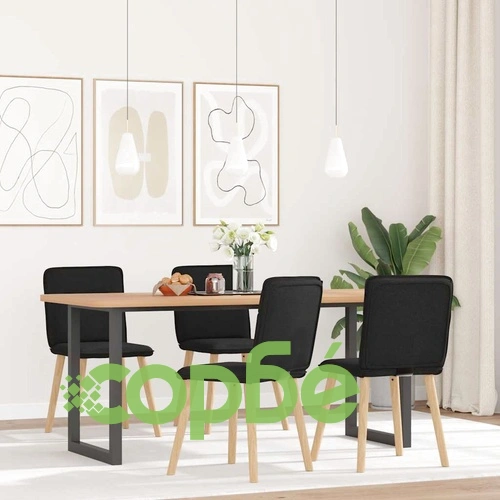 Трапезни столове, 4 броя, черни, текстил, метална рамка ➤ топ цена ➤ sorbe.bg