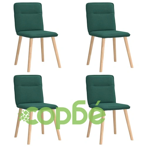 Трапезни столове, 4 бр, тъмнозелени, плат, с метална рамка ➤ топ цена ➤ sorbe.bg