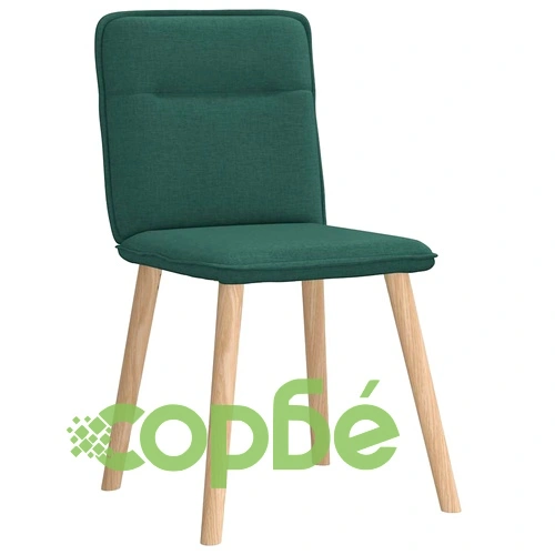 Трапезни столове, 4 бр, тъмнозелени, плат, с метална рамка ➤ топ цена ➤ sorbe.bg