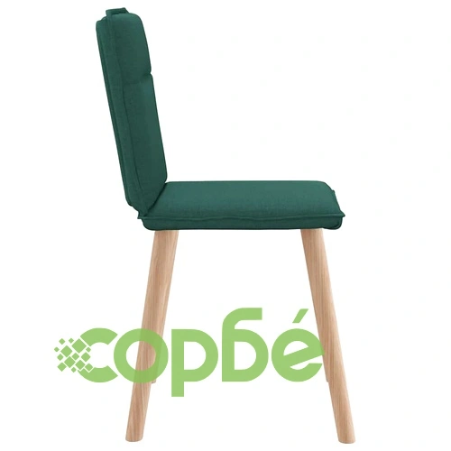 Трапезни столове, 4 бр, тъмнозелени, плат, с метална рамка ➤ топ цена ➤ sorbe.bg